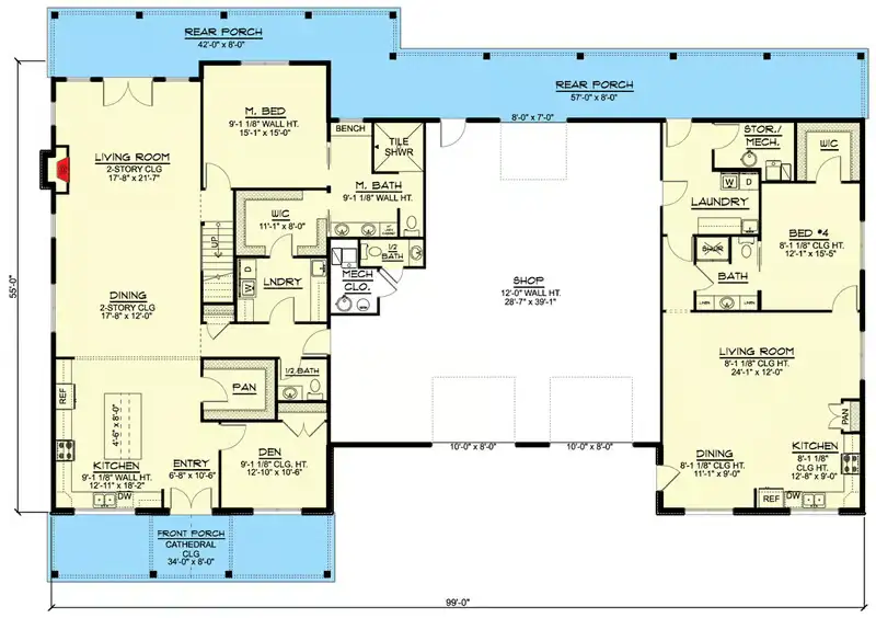 4 bedroom barndominium floor plans