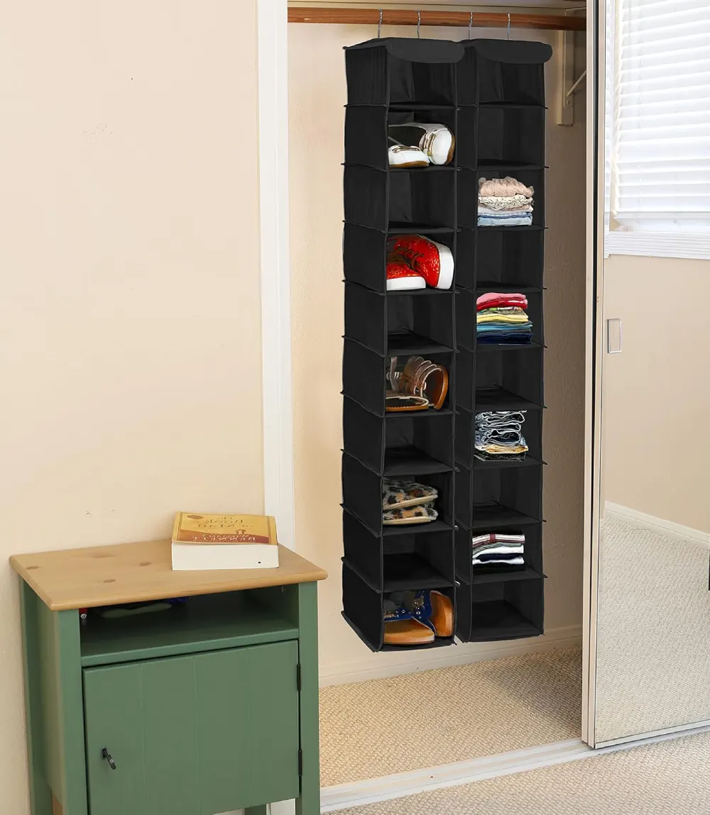 Use Hanging Shelf Organizers, closet organization ideas